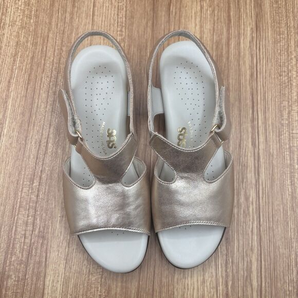 SAS Suntimer Leather Sandals Lusso (Gold) Women’s Size 7.5 M Hook And Loop Shoes - Picture 7 of 8